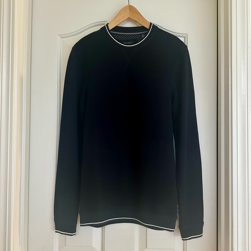 NWOT: Ted Baker London Dark Navy Crewneck Pullover Sweatshirt Mens Size 1